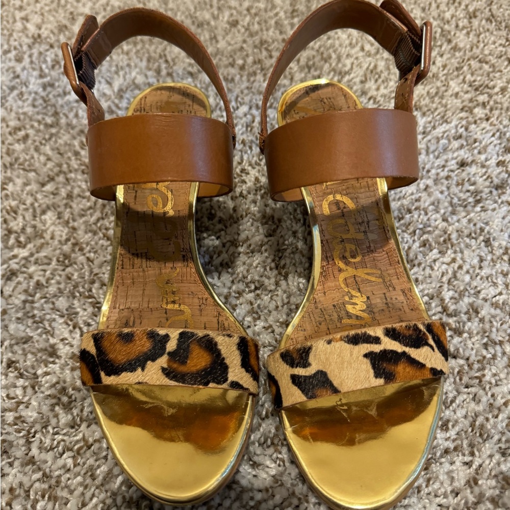 Sam Edelman Leopard print wedge heel sandal